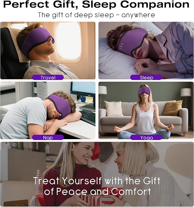 MUSICOZY Sleep Headphones with Bluetooth 5.4 Sleep Mask, Removable 3D Eye Cups for Zero Pressure Comfort, Wireless Bluetooth Eye Mask for Sleeping with Timer, Gifts for Men Women