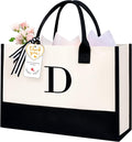 BAGAIL Initial Tote Bag, Personalized Birthday Gifts for Women, Teacher, Friends, Mom, Wedding, Monogrammed Beach Bag