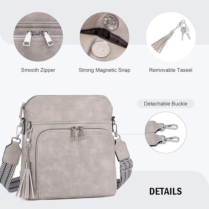 Crossbody Purse for Women,Lightweight Medium Crossbody Bag Soft Leather Women's Shoulder Handbags with Tassel