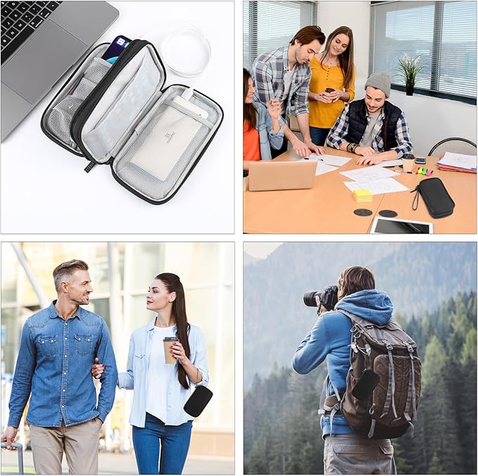 Electronic Accessories Organizer Carry Bag, Travel Cable Organizer Pouch, Portable Waterproof Double Layers All-in-One Storage Bag for Cord, Charger, Earphones, U Disk, USB Cable (M)