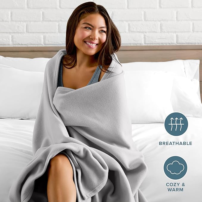 Bare Home Polar Fleece Blanket - Throw - Dark Blue - Warm & Cozy - Premium Fleece for Bed, Sofa, Camping, Travel and Cold Nights - Lightweight Blanket (Throw, Dark Blue)