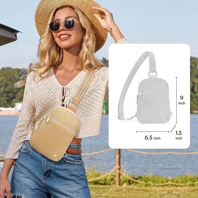 Haytijoe Summer Straw Purse Small Sling Bag RFID Blocking Crossbody Bags for Women Beach Raffia Bags Fanny Packs
