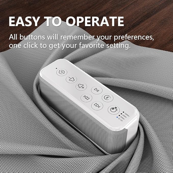 OnLyee White Noise Sound Machine with Bluetooth Speaker, 15 Soothing Sounds, Office Privacy & Noise Canceling, 3000mAh Rechargeable Battery, Auto-Off Timer & 8-Level Volume– Ideal for Baby