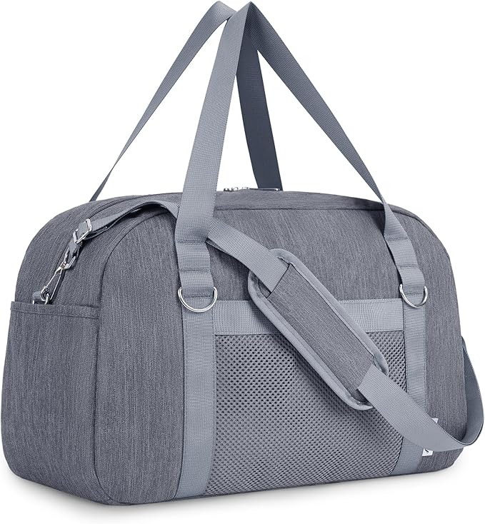 Narwey For Spirit Airlines Personal Item Bag 18x14x8, Small Duffle Bag for Travel, Duffel Bag for Traveling, Carry on Bag for Airplanes Underseat Overnight for Women and Men (Grey)