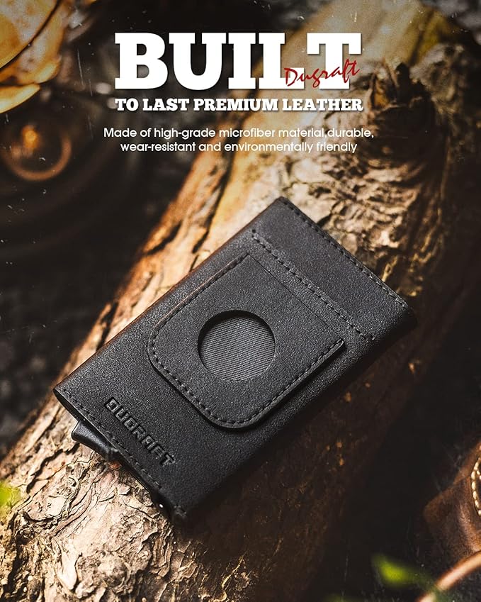 DUGRAFT Pop Up Wallet with AirTag Holder, RFID Blocking Air Tag Wallet with Money Clip Smart Credit Card Holder Wallet for Men(AirTag Not Included)