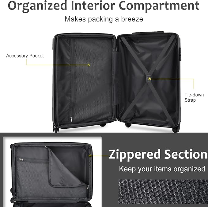 Merax 20 Inch Carry On Luggage Airline Approved, Hardshell ABS Suitcase with Spinner Wheels, TSA Lock, Lightweight Travel Luggage for Business Trips & Weekend Getaways