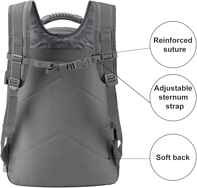 Tactical Backpack Military Backpacks for Men Army Expandable 3 Day Assault Pack Molle Backpacks Bug Out Bag (Grey)