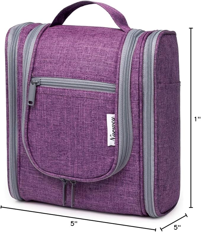 Narwey Small Hanging Toiletry Bag Women Travel Makeup Bag Organizer Toiletries Bag for Travel Size Essentials Accessories Cosmetics (Medium, Dark Purple)