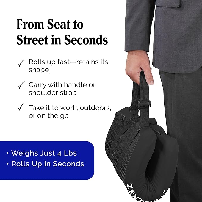 Gel and Memory Foam Seat Cushion – Office – Ergonomic Cushion Pad for Tailbone Pain - Desk Chair Car Seat Cushion Driving - Sciatica & Back Pain Relief (Black)