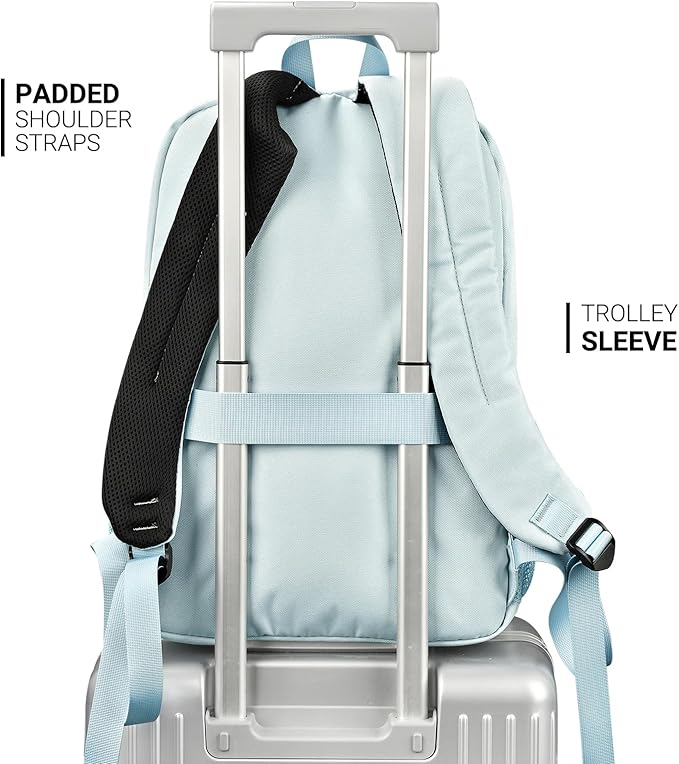 ZORFIN 26L Backpack for College, and Travel: Water Resistant Bookbag - Light Gray Blue