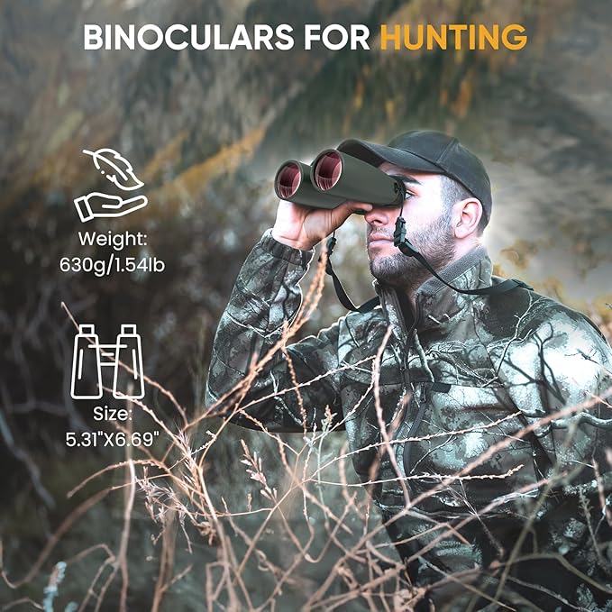 WOSPORTS 15x50 Binoculars for Adults High Powered - 21.5mm Large Eyepiece Binoculars for Bird Watching, Cruise Ship, Hunting, Travel