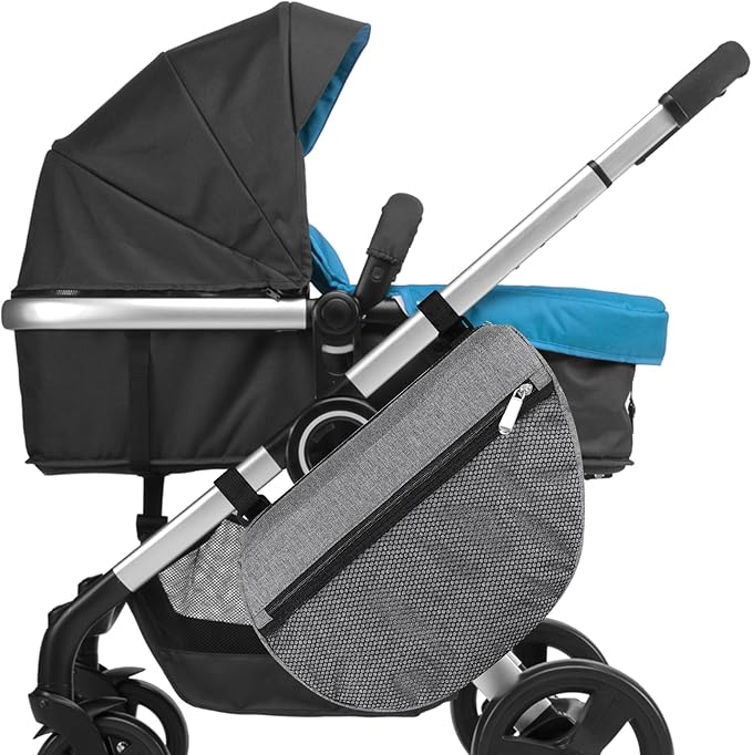 Accmor Insulated Side Sling Stroller Saddle Bag Organizer, Universal Stroller Organizer, Stroller Bag Caddy Organizer, Grey