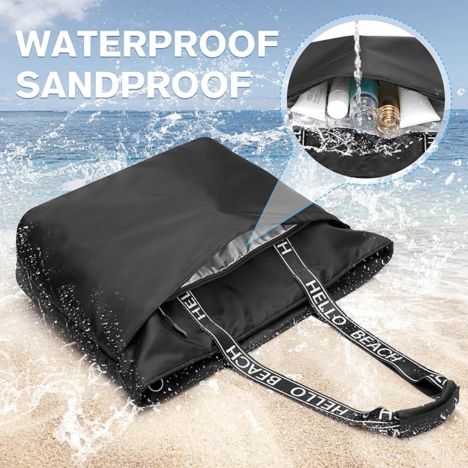 G4Free Beach Bag, Waterproof Beach Bags for Women, Personalized Strap Tote Bag for Women Birthday Gifts