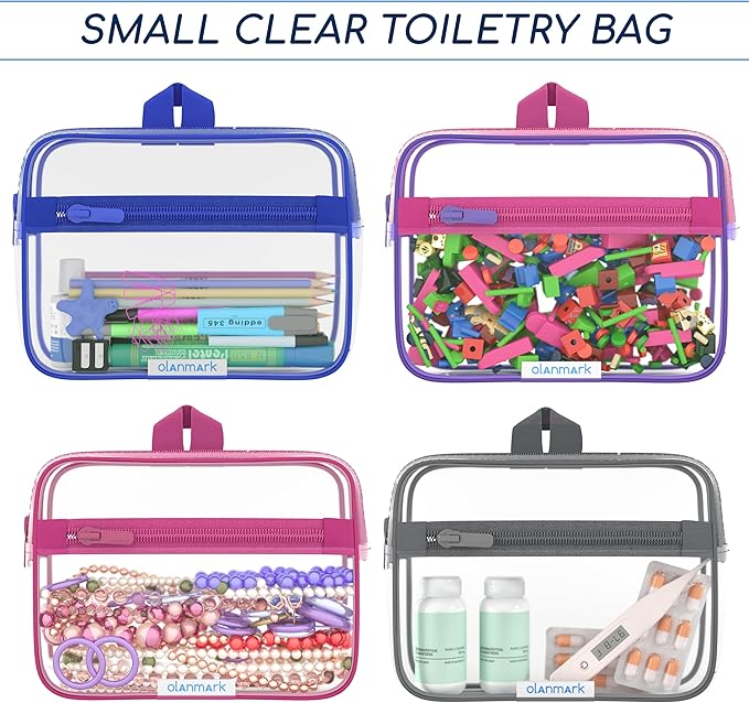 TSA Approved Toiletry Bag 3-1-1 Clear Travel Cosmetic Bag with Handle - Quart Size Bag with Zipper - Carry-on Luggage Clear Toiletry Bag for Liquids - Airport Airline TSA Compliant Bag for Man Women