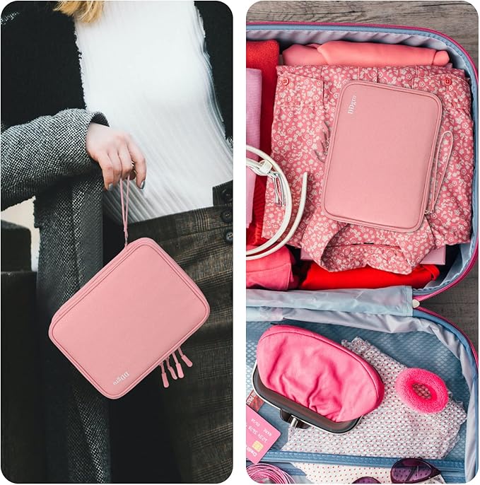 DDgro Charge Organizer Case Bag, Electronics Travel Pouch for Cable & Cords, Tech Accessories (Large, Pink)