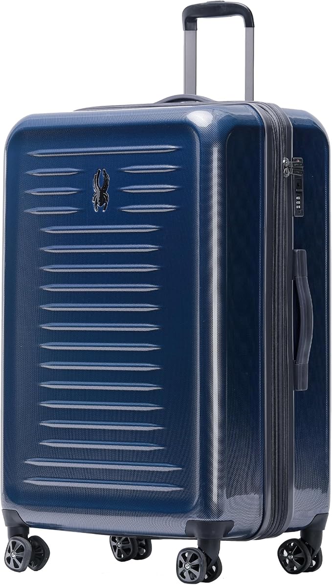 Spyder Rails 29 Inch Expandable Hardside Upright Suitcase with 360° Spinner Wheels, TSA Approved Lock, Navy