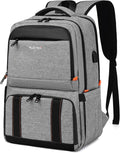 Lunch Backpack, Insulated Cooler Backpack Lunch Box for Men Women, 15.6 Inches RFID Blocking Laptop Backpack with USB Port for Work Travel Picnics Hiking Grey