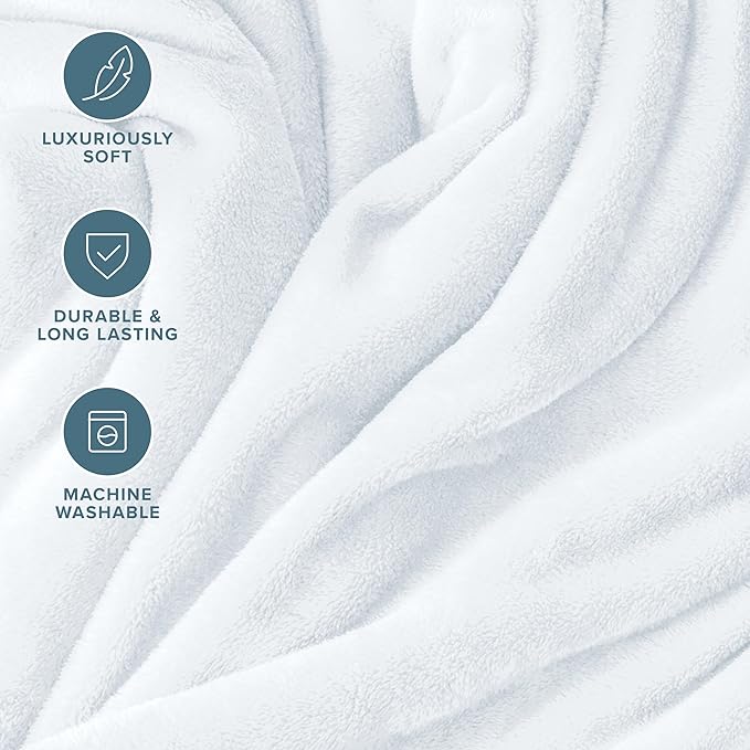 Bare Home Fleece Blanket - Throw Extra Long - Ultra-Soft Lightweight for Bed, Sofa, and Couch - Luxury Microplush - Cozy Warm Blanket (Throw XL, White)