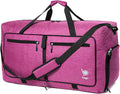 Bago Foldable Duffel Bags for Traveling Women & Men - 60L Medium Packable Duffle Bag for Travel with Shoe Compartment - Water Repellant, Heavy Duty, Lightweight Folding & Collapsible (SnowPink)