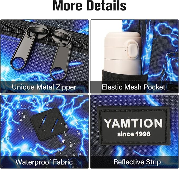 17.3 Inch School Backpack,Lightweight Bookbag Men and Teen Boy Back Pack with USB Charging Port for High School College