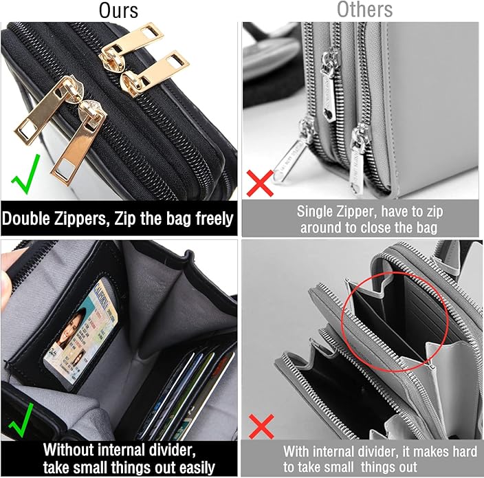 Crossbody Cellphone Purse Women Touch Screen Bag RFID Blocking Wallet Handbag Shoulder Strap