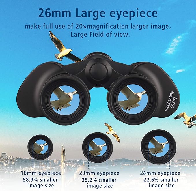 UncleHu 20x50 High Power Binoculars for Adults with Low Light Night Vision, Full-Size Waterproof Binoculars for Bird Watching Hunting Travel Football Games Stargazing with Carrying Case and Strap