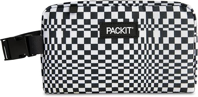 PackIt® Freezable Snack Box, Checked Out, Built with ECOFREEZE Technology, Collapsible, Reusable, Zip Closure with Buckle Handle, Designed For Work Snacks, Fresh Snacks On the Go, Adults, and All Ages