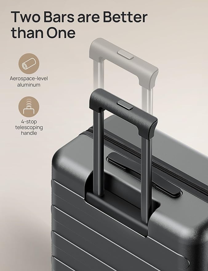 Carry on Luggage 22 X 14 X 9 Airline Approved, 20 Inch Luggage for 3-5 Days Travel, Double Spinner Wheels, 100% Hardshell PC, TSA Lock (00-Black (Expandable), Checked 24-Inch)
