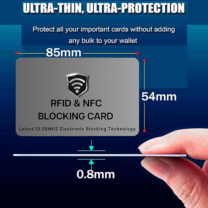 SaiTech IT RFID Blocking Cards - Protects Entire Wallet, NFC & Contactless Card Protector - Grey (10 Pcs)