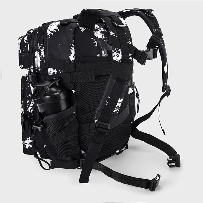 LHI Military Tactical Backpack for Men and Women 45L Army 3 Days Assault Pack Bag Large Rucksack with Shoe Compartment - Black Lightning