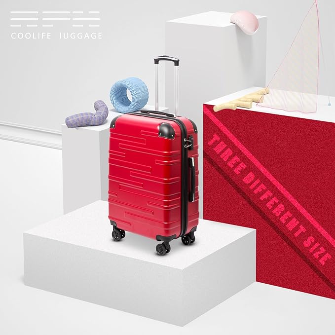 Coolife Luggage Suitcase Carry-on Hardside Travel Luggage TSA Lock Spinner Telescopic Handle