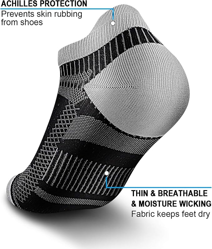 PAPLUS Ankle Compression Sock for Men and Women 2/4/6 Pairs, Low Cut Compression Running Sock with Ankle Support
