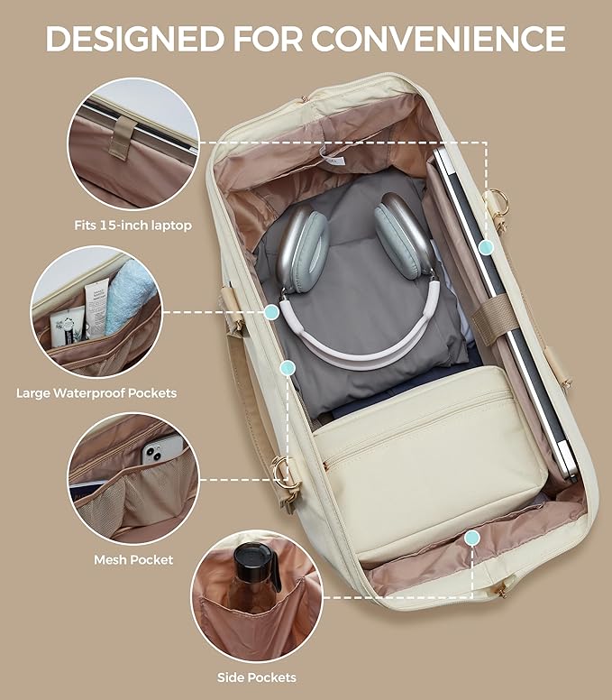 Weekender Bags for Women, Large Travel Duffel Bag with Shoes Compartment, Carry On Overnight Tote Bags with Toiletry Bags, Hospital Bags for Labor and Delivery