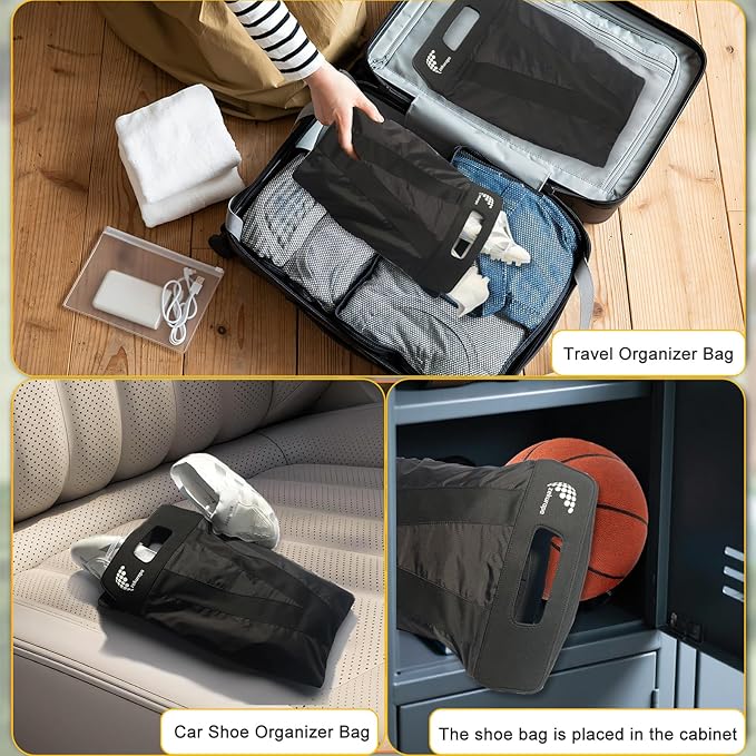 Shoe Bag，Shoe Bags for Travel，Golf Shoe Bag，Cleat Bags for Sports Smell Proof，New Upgraded Waterproof, Anti-odor, Remove odor（Double magnetic closure design）