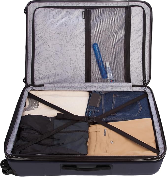 Eddie Bauer Glacier Checked 30" Luggage | Hardside | Spinner Wheels | Expandable | Lightweight | Travel Essentials - Storm Blue