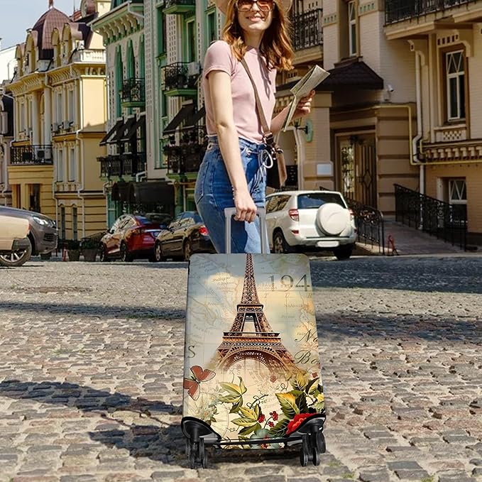 Travel Luggage Cover Suitcase Protector Fits 18-32 Inch Wheel Covers PatternedTravel Related Items Flower Luggage Protector Elastic M