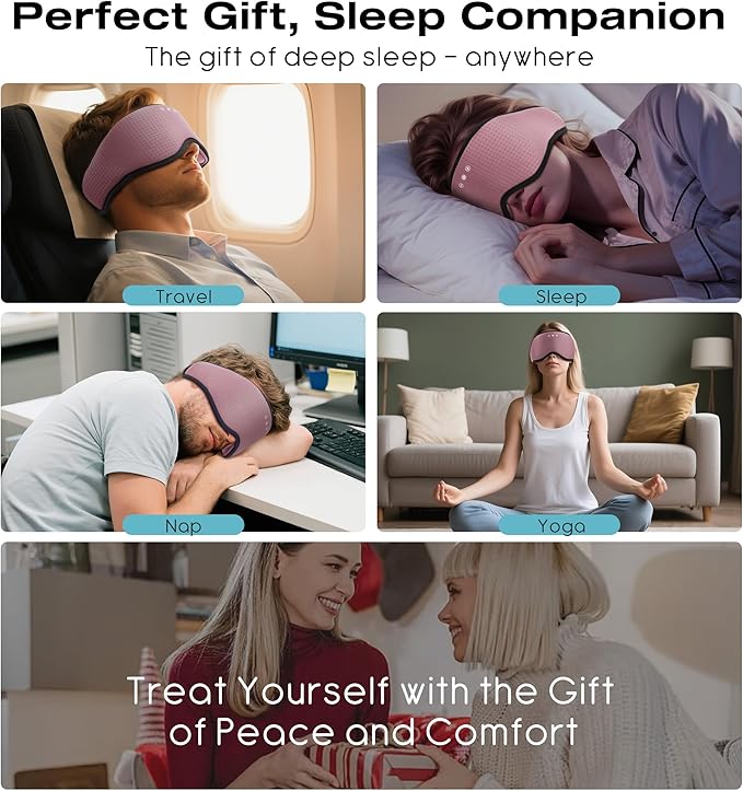 MUSICOZY Sleep Headphones with Bluetooth 5.4 Sleep Mask, Removable 3D Eye Cups for Zero Pressure Comfort, Wireless Bluetooth Eye Mask for Sleeping with Timer, Gifts for Men Women