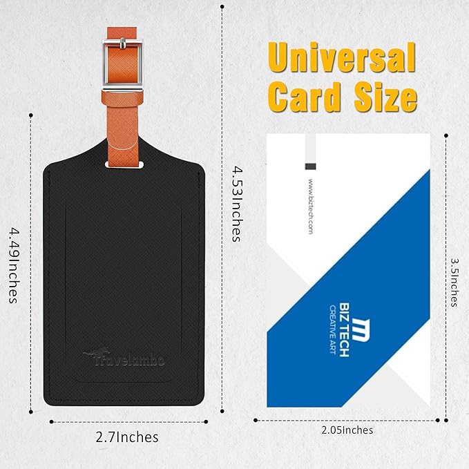 Travelambo Luggage Tags for Suitcases Faux Leather Privacy Protection 2 Pack Bag Tags Travel Accessories Essential, Cross Black