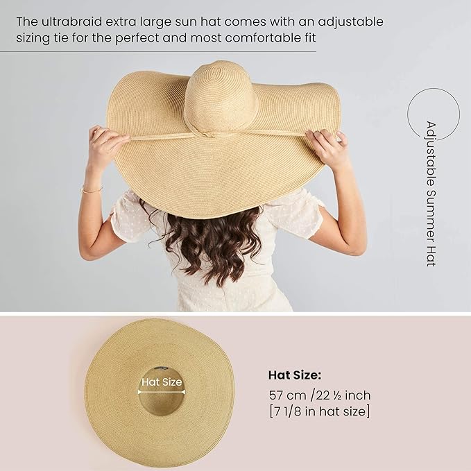 San Diego Hat Company Women's Ultrabraid X-Large Brim Hat, Adjustable Sun Hat with UPF 50+