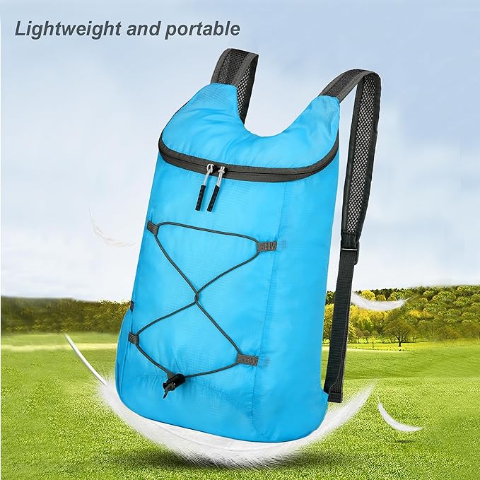 16L Hiking Daypack Lightweight Foldable Travel Backpack Water Repellent Camping Outdoor Packable Easy Carry-on Bag (Blue)