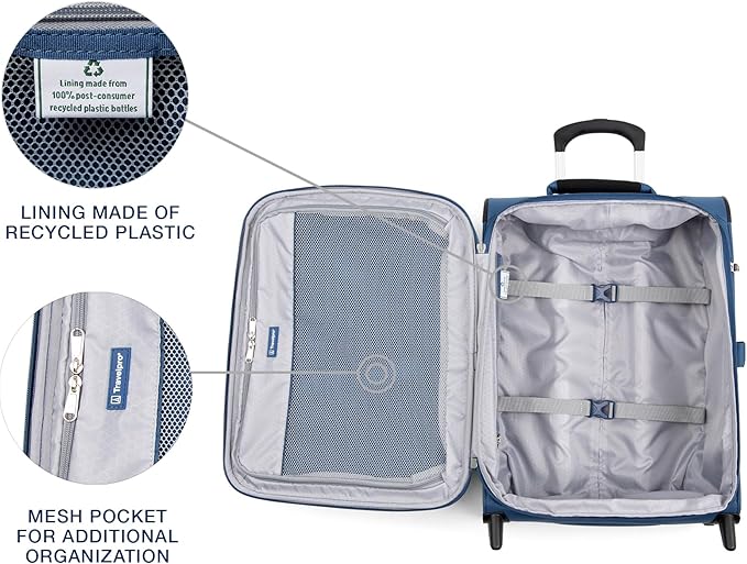 Travelpro Maxlite 5 Softside Expandable Upright 2 Wheel Carry on Luggage, Lightweight Suitcase, Men and Women, Ensign Blue, Carry On 20-Inch