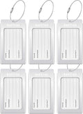 Luggage Tags Metal Suitcase Tags Travel Bag ID Identifier Luggage Tag (Silver 6-Pack)