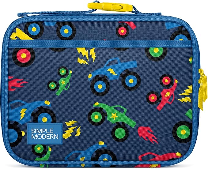 Simple Modern Kids Lunch Box for School | Reusable Insulated Lunch Bag for Toddler, Girl, and Boy | Meal Containers with Exterior & Interior Pockets | Hadley Collection | Monster Truck Rally
