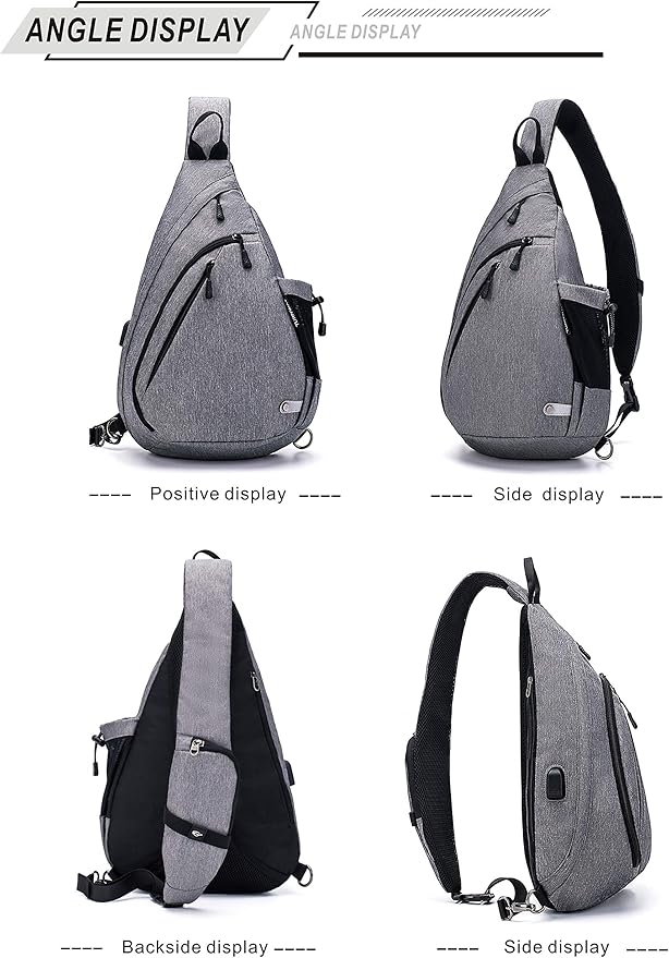 Water-Proof Sling bag/Crossbody Backpack/Shoulder Bag with USB Charging Port for Travel, Hiking, Cycling, Camping