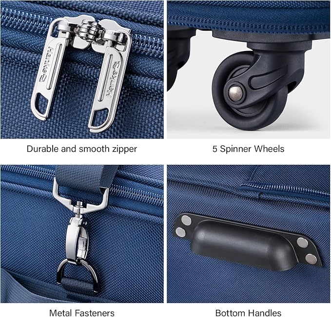 Hanke Expandable Collapsible Luggage with Wheels Suitcase Luggage Rolling Travel Bag Duffel Bag for Men Women Lightweight Suitcase Large Capacity Luggage with Spinner Wheel (Blue)