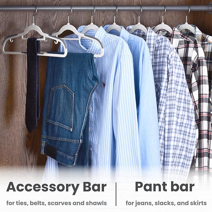 Plastic Hangers 50 Pack, Slim Clothes Hangers Non Slip, Non-staining Space Saving Hanger, 17.1 inches Coat Hanger Heavy Duty Hanging Dry Wet Clothes, Gray
