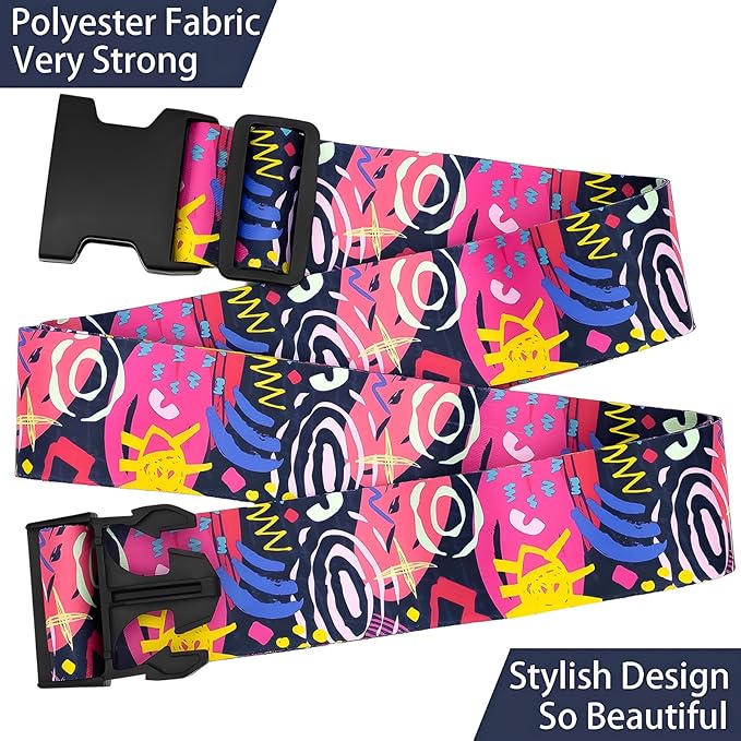 Universe Luggage Straps for Suitcases, Adjustable Luggage Travel Belt to Keep Luggage Security While Travel, Strong Polyester Fabric, Easy-to-Recognize Stylish Design Travel Accessories, 2 Pack