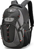 Swissdigital Design Laptop Backpack with USB Charging Port, TSA Travel Backpack Fits 15.6 inches Computer, 31L College School Backpack for Men, Black/Grey | SD803