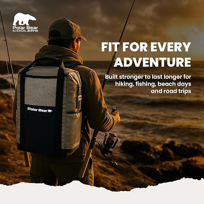 Polar Bear Coolers - Soft-Sided Backpack Cooler - Insulated Backpack for Hiking, Camping, Travel, or Fishing - Heavy-Duty & Portable - Sweat & Leak Proof - Keeps Ice up to 24 hrs