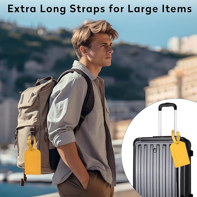 4-Piece Luggage Tags for Suitcase Travel Bag Labels Privacy Protection Luggage Tag for Baggage PVC Baggage ID Label Tags Yellow